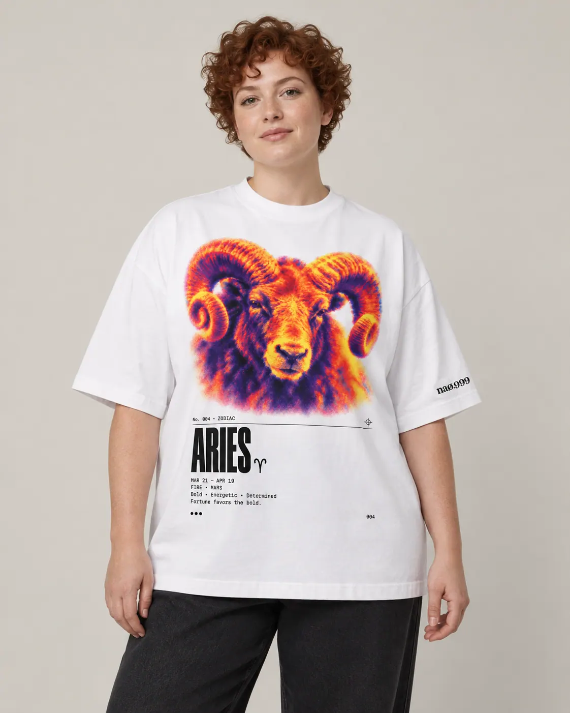 Aries, t-shirt blanc, porte