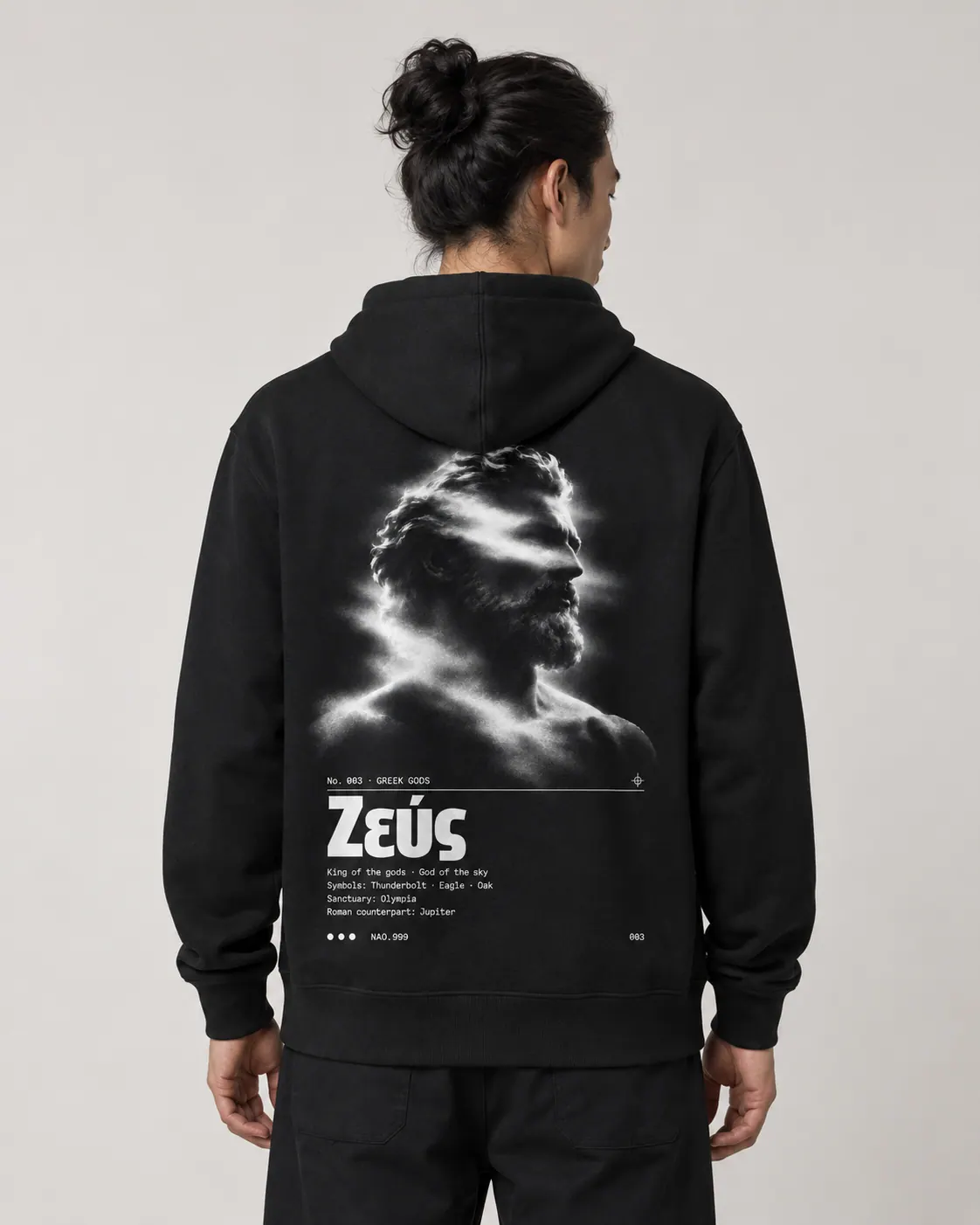 Zeus, hoodie noir, porte